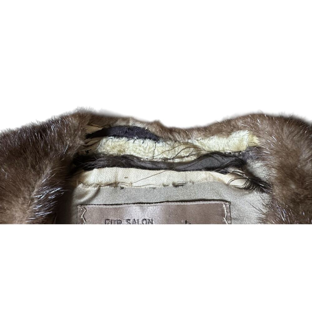 Vtg Persian Lamb Coat w/ Mink Collar Large Buttons Tan Brown 60s 70s Striplings - Picture 13 of 16